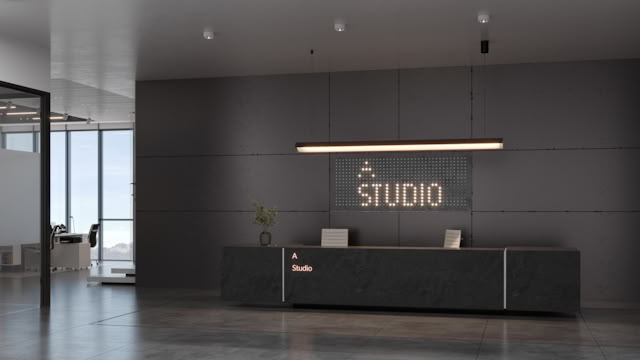 Ply Pictures offer design consultation and pipeline support services for architectural visualization studios, showcasing a modern office interior with natural lighting and materials